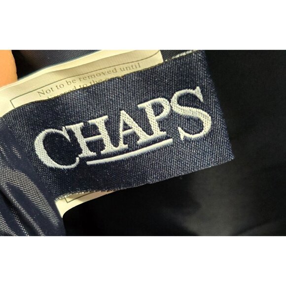 Chaps Navy Blue Floral Tote Bag With Brown Handles & Zipper Closure - Picture 7 of 16